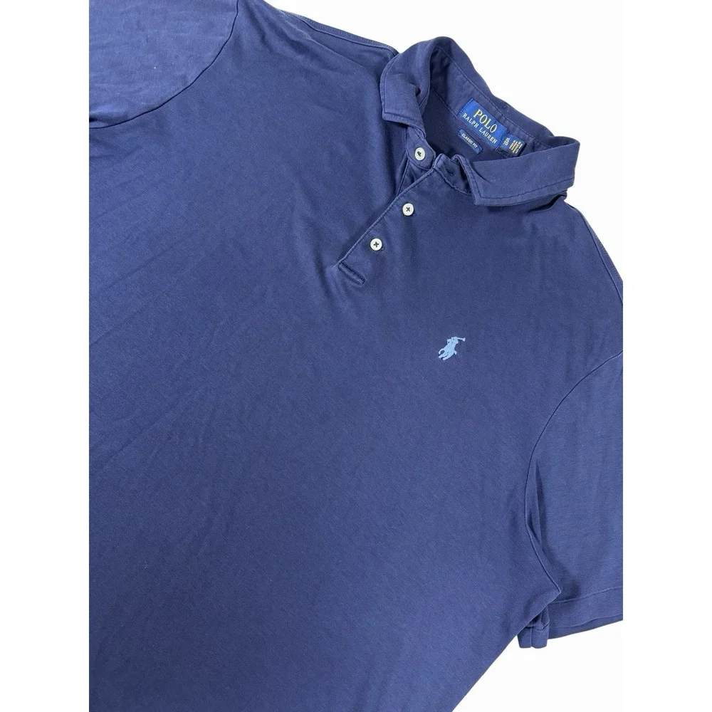 Polo Ralph Lauren Polo Shirt Mens XL Navy Blue Classic Fit Cotton Small Pony